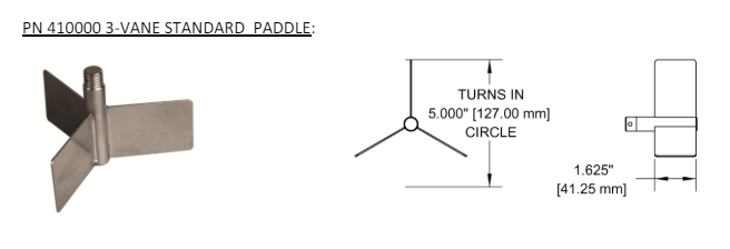3 Paddle 5" dia 1.625" length